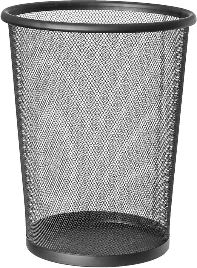 SHOWAY Metal Circular Bin Wastebasket Mesh Waste Rubbish Paper Trash Can Garbage Bucket For Bedroom, Bathroom, Home Offices